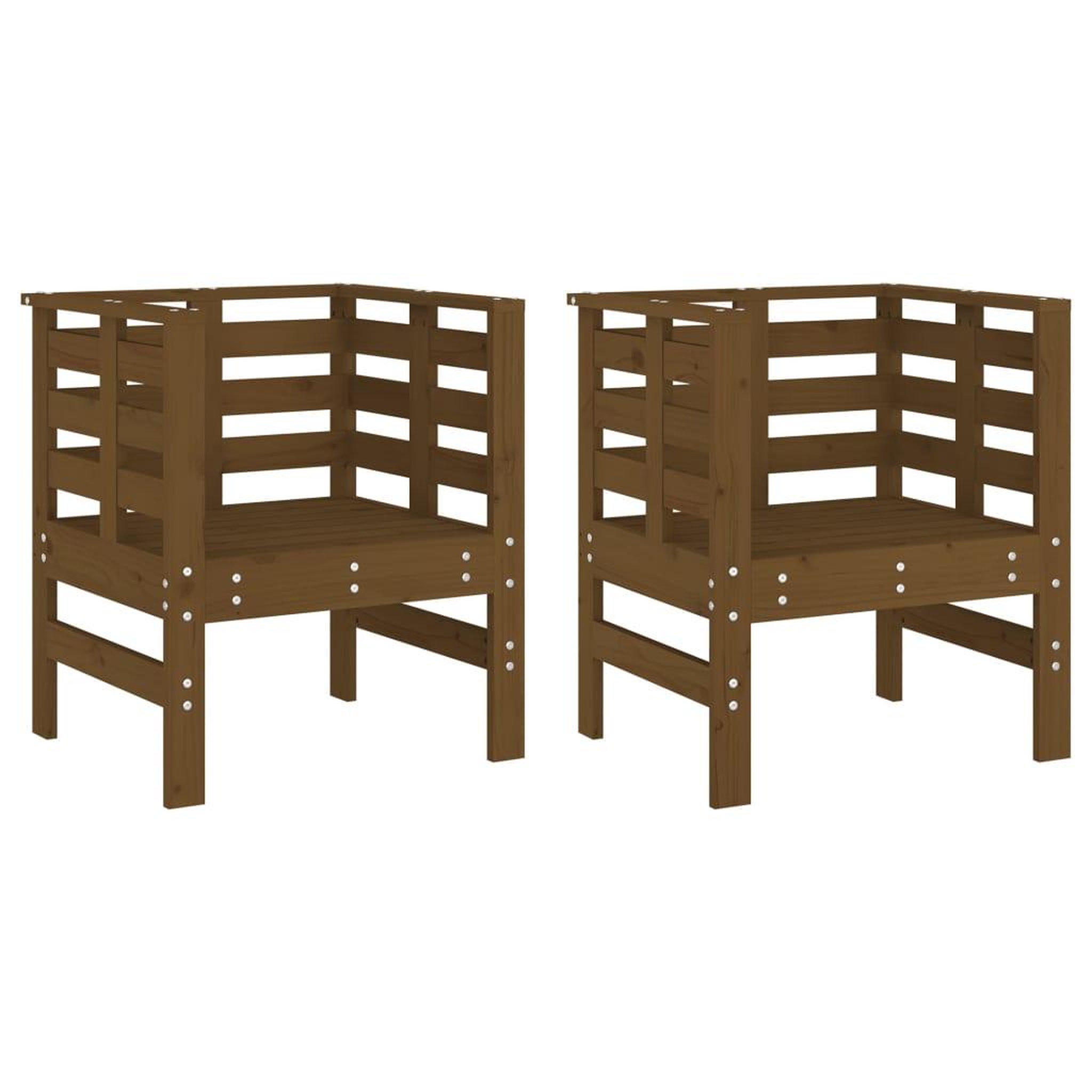 Voir la diapositive 2 : VIDAXL Chaises de jardin lot de 2 marron miel 61,5x53x71 cm pin massif