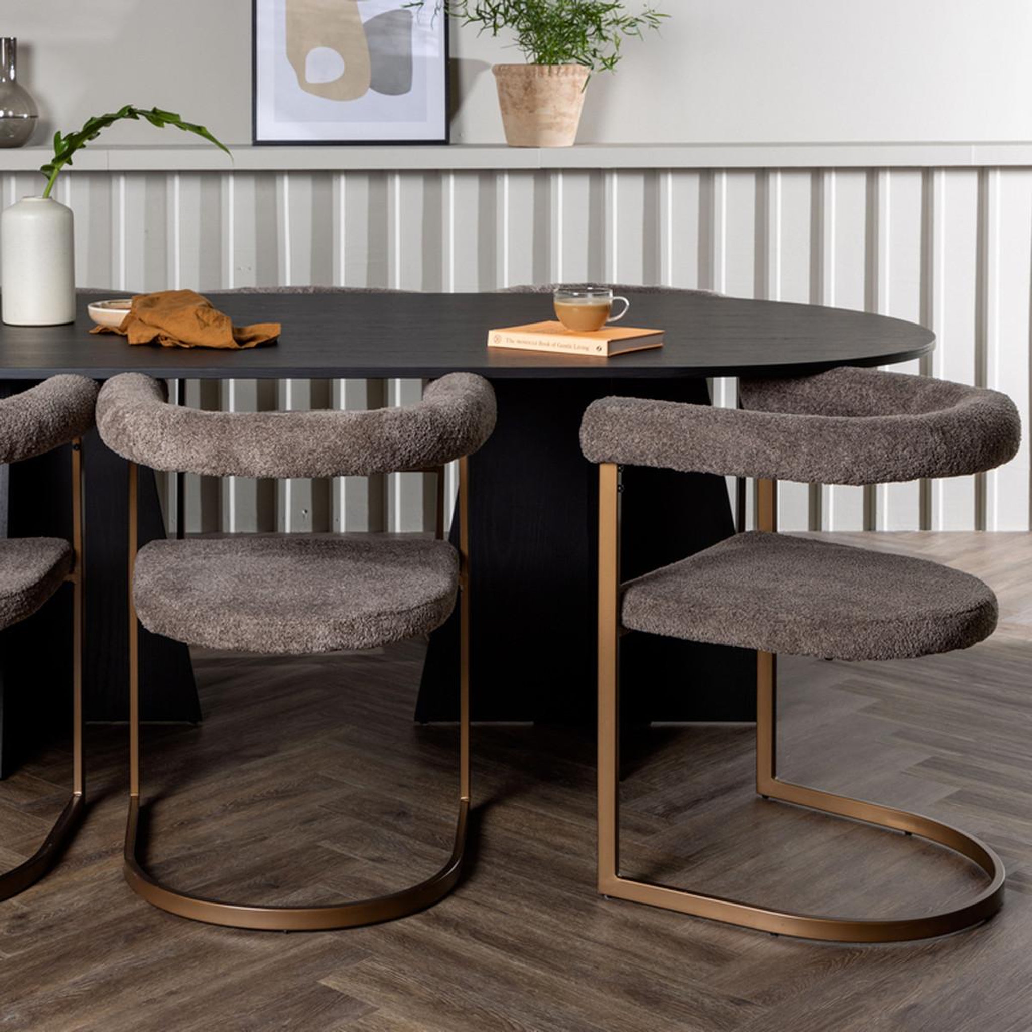 Voir la diapositive 4 : Paris Prix Ensemble table à manger & 6 chaises  bootcut & morning  230cm noir & marron