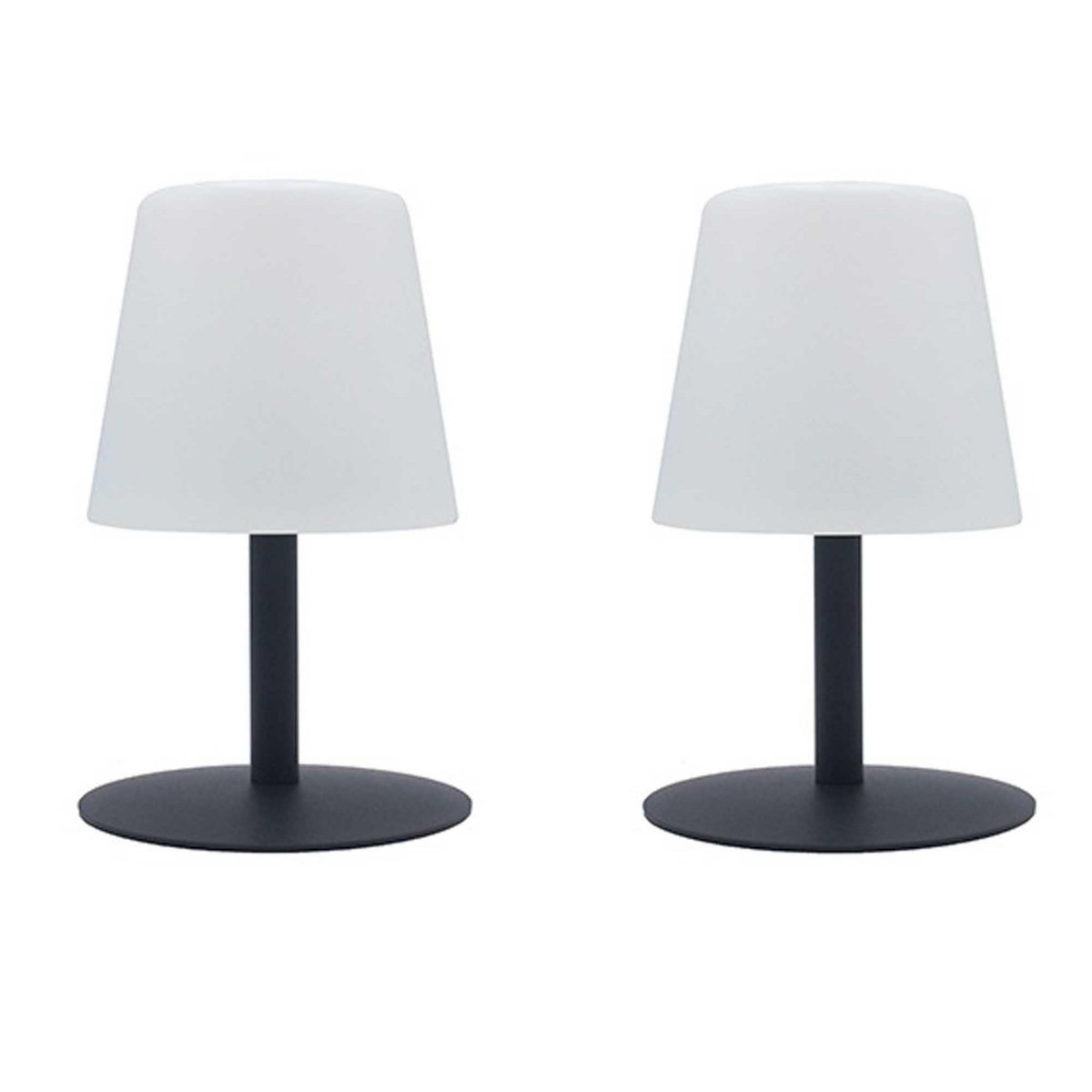 Lumisky Lot de 2 Lampe de table sans fil LED STANDY MINI Gris Acier H25CM