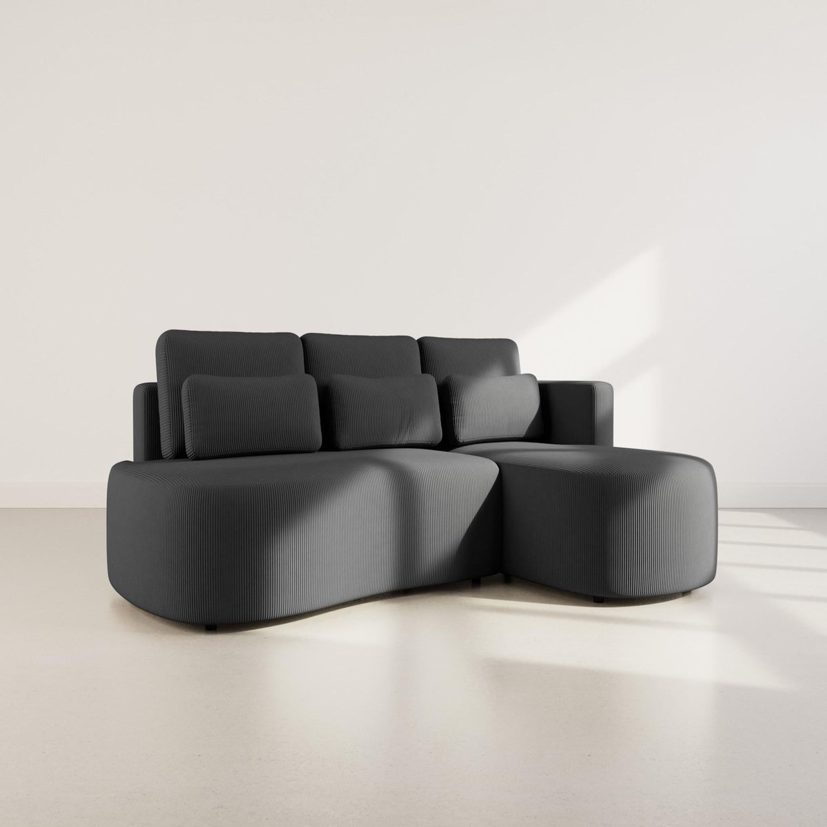 LISA DESIGN Mahina - canapé d'angle droit 4 places convertible avec coffre en velours côtelé