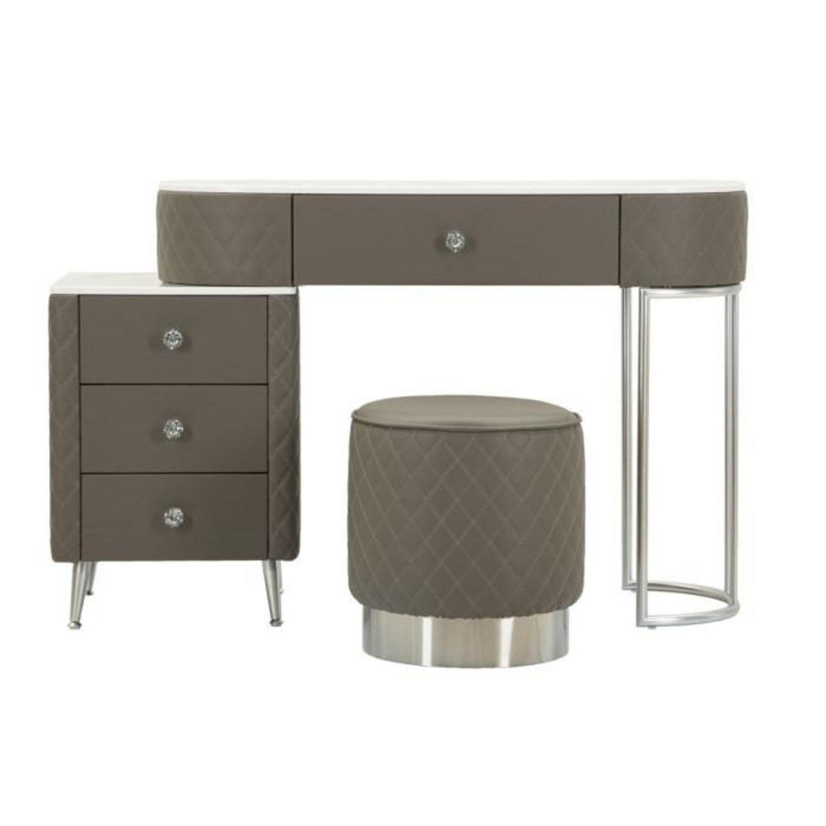 Paris Prix Coiffeuse Avec Pouf Effet Marbre  Sharon  120 Gris & Argent