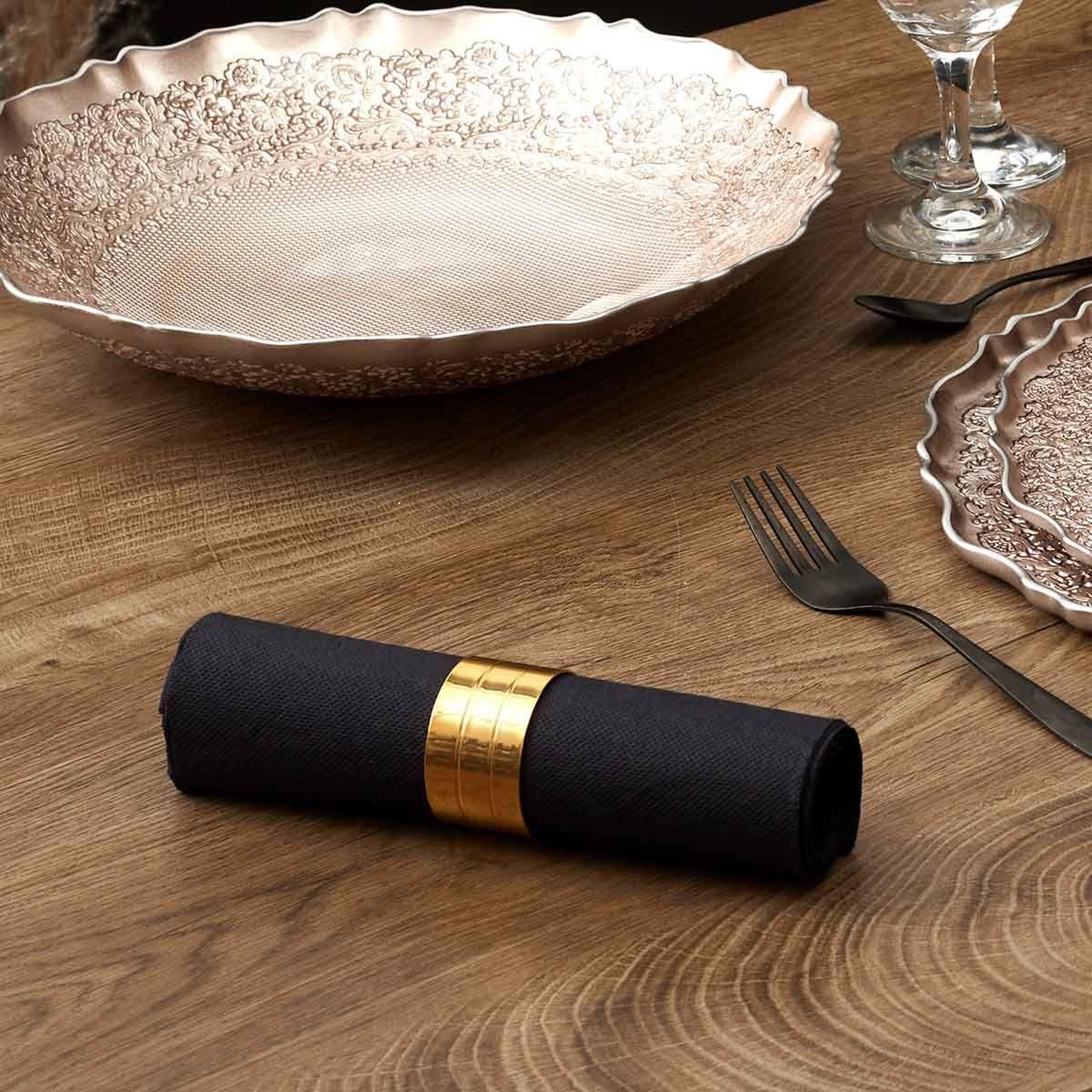 Voir la diapositive 5 : The Home Deco Factory Lot de 4 ronds de serviettes  royal  11cm or