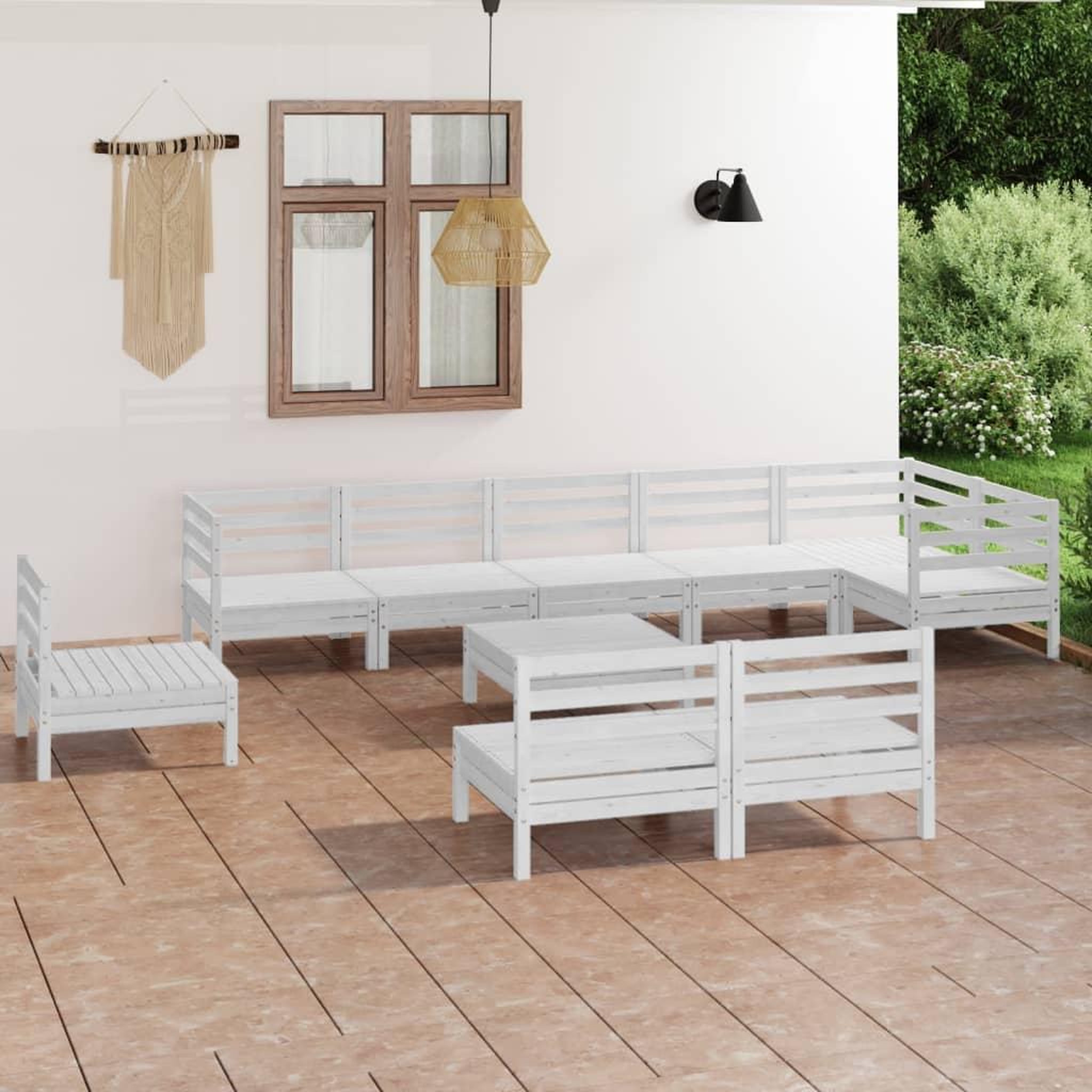Voir la diapositive 1 : VIDAXL Salon de jardin 10 pcs Bois de pin massif Blanc