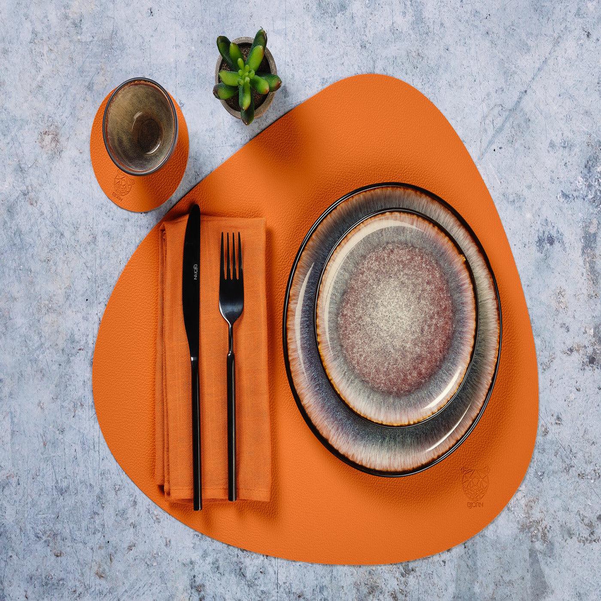 Voir la diapositive 6 : BJORN Serviette de table - 6 pièces - lin et coton orange