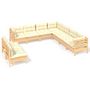 Voir la diapositive 2 : VIDAXL Salon de jardin 9 pcs avec coussins creme bois de pin massif