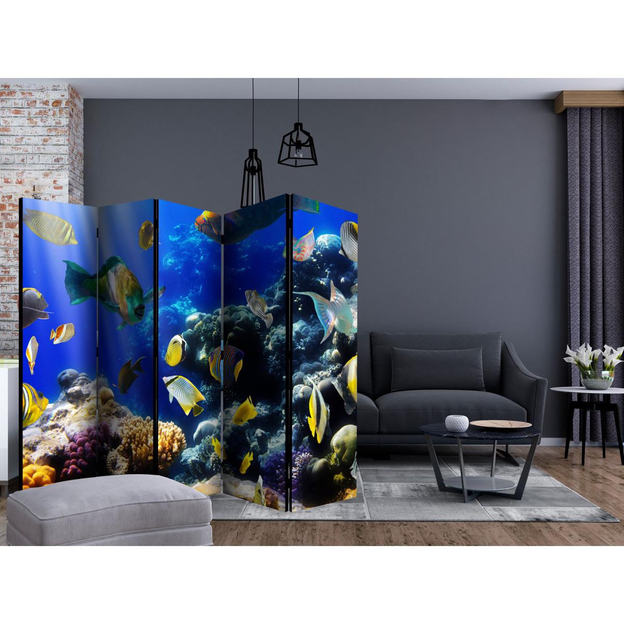 Voir la diapositive 2 : Paris Prix Paravent 5 volets  underwater adventure  172x225cm