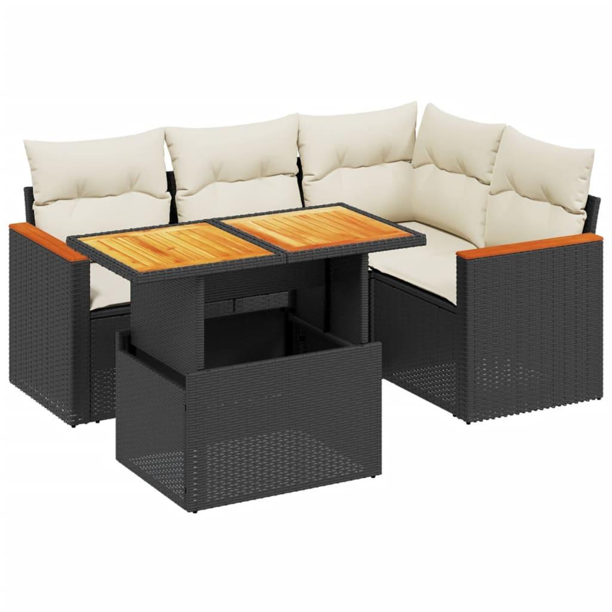 Voir la diapositive 2 : VIDAXL Salon de jardin 5 pcs avec coussins noir resine tressee