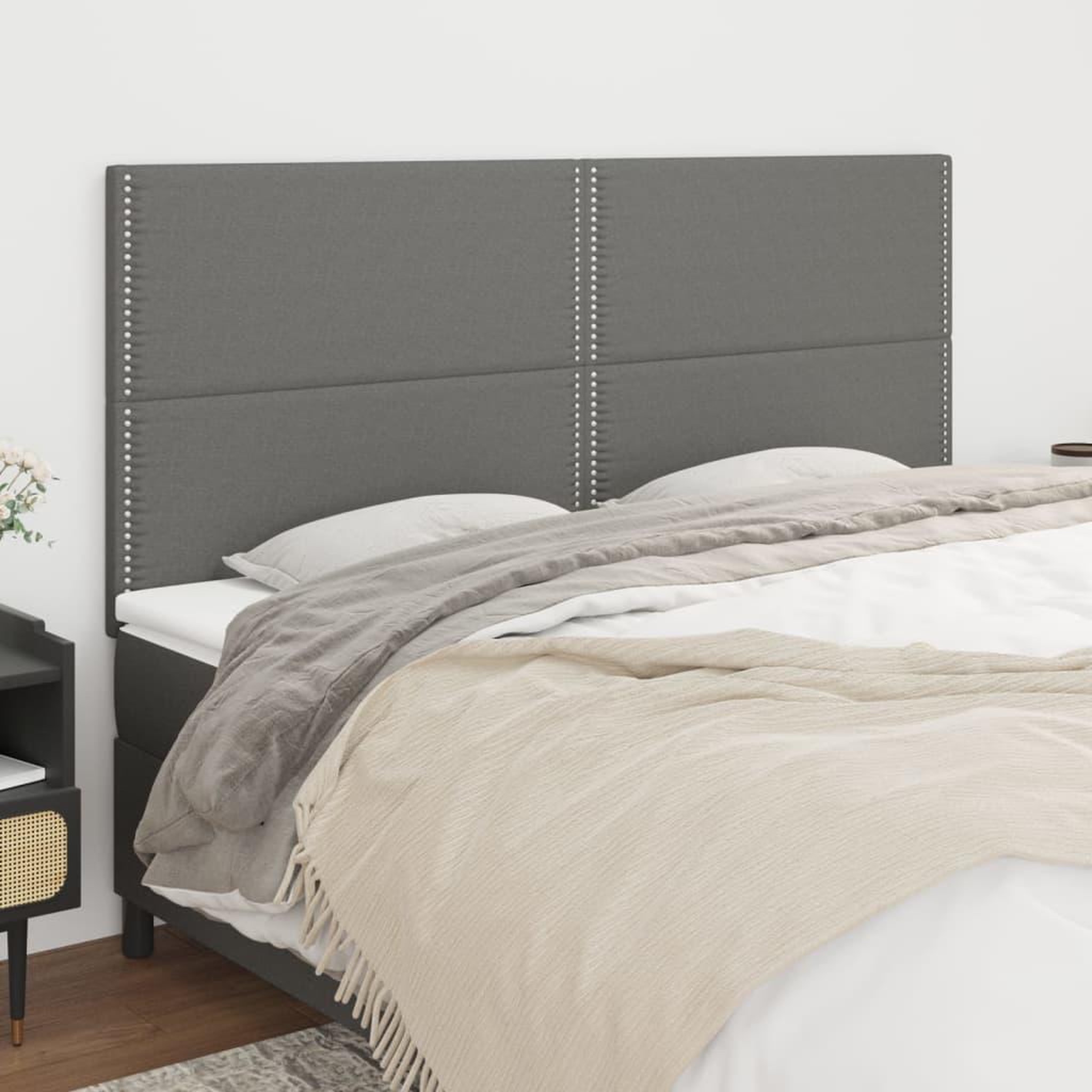 Voir la diapositive 1 : VIDAXL Tetes de lit 4 pcs Gris fonce 100x5x78/88 cm Tissu