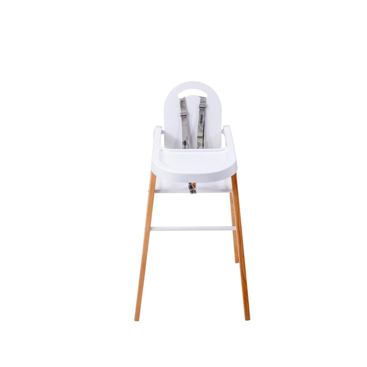 COMBELLE Chaise Haute Fixe Lili Hybride en Bois Blanc - Mobilier de Puériculture Artisanale