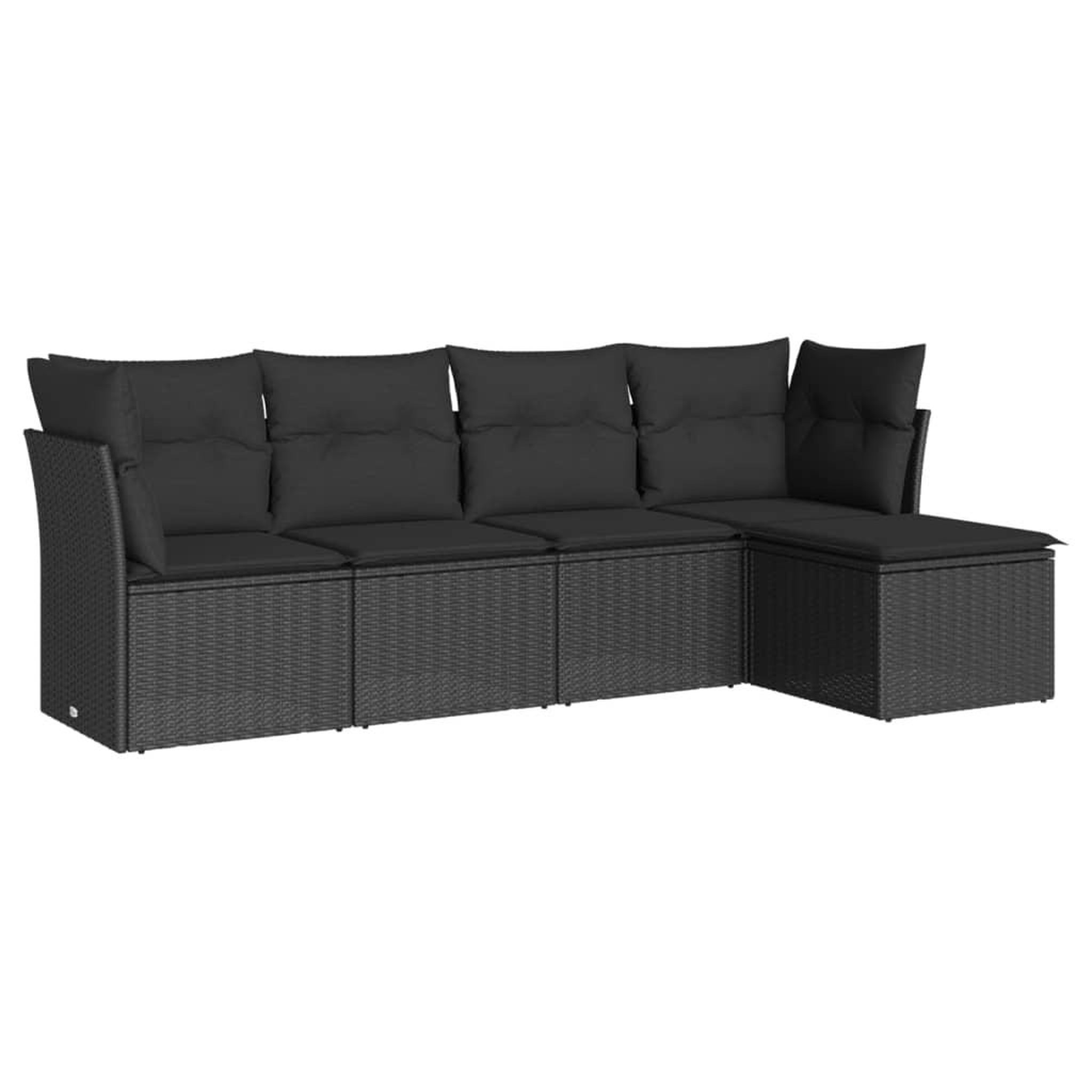 Voir la diapositive 2 : VIDAXL Salon de jardin 5 pcs avec coussins noir resine tressee