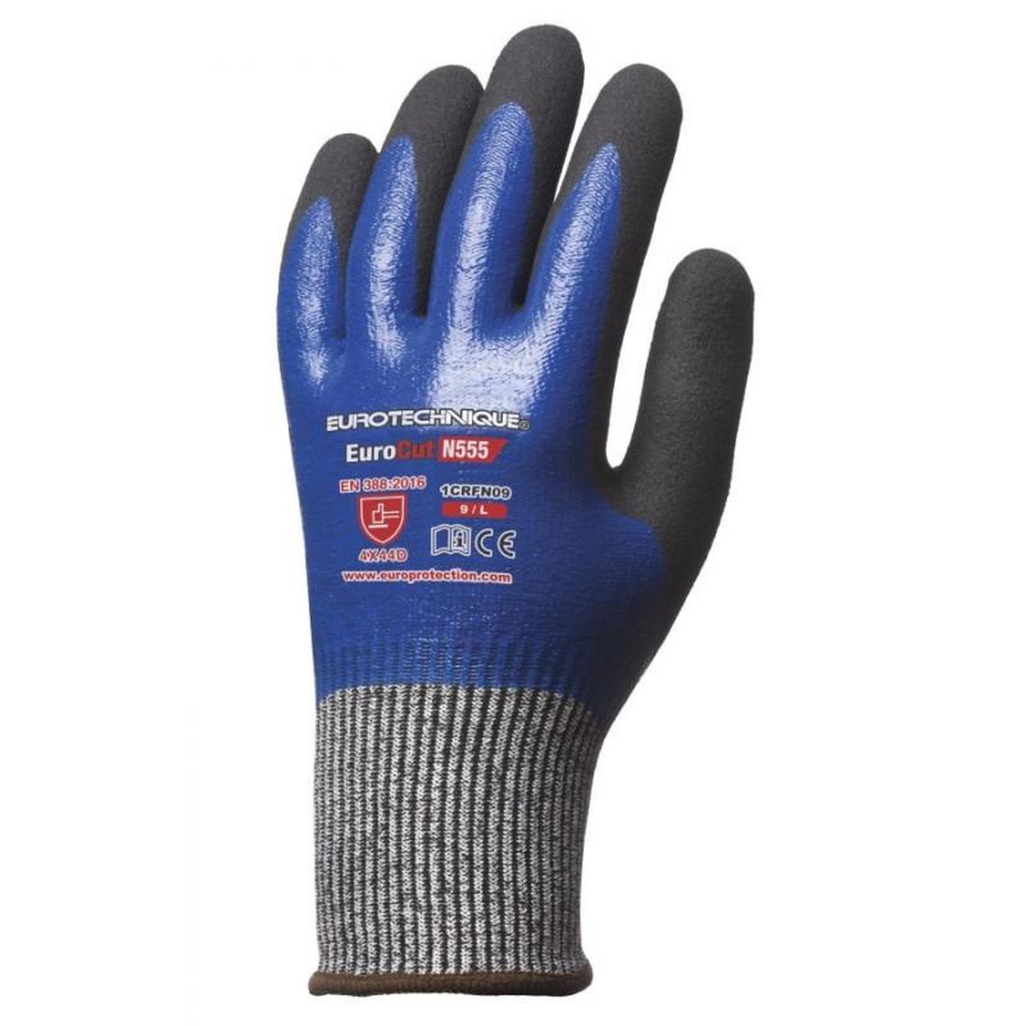 Coverguard Gant tricoté anti coupure EUROCUT N555 EUROTECHNIQUE double enduction bleu noir T9 COVERGUARD 1CRFN09