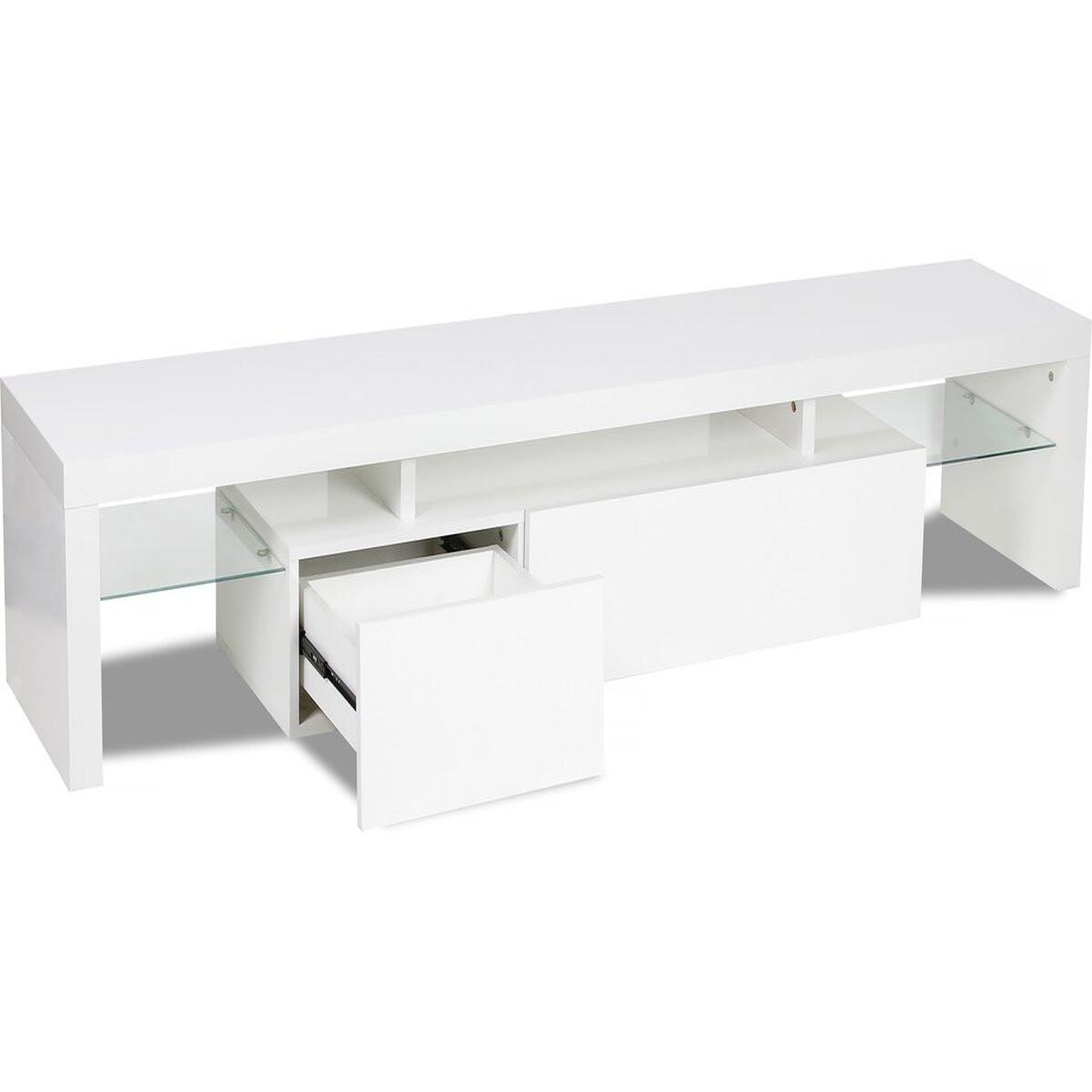 Voir la diapositive 4 : Habitat et Jardin Meuble tv led laqué  tina  - 187.5 x 34 x 38 cm - blanc