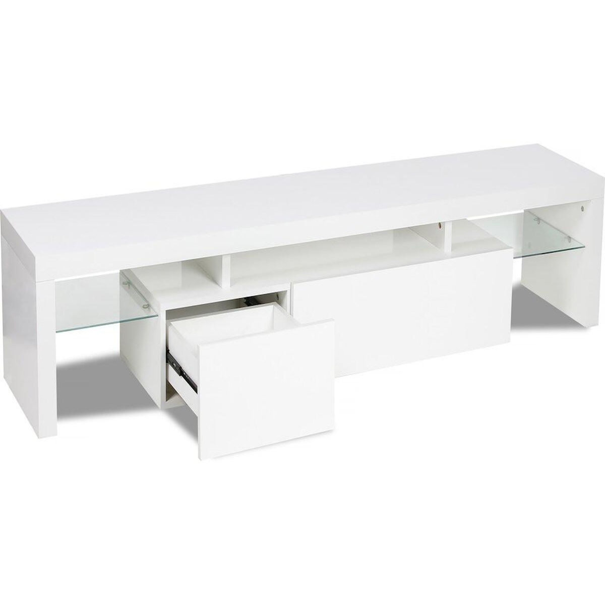 Habitat et Jardin Meuble TV LED laqué  Tina  - 187.5 x 34 x 38 cm - Blanc
