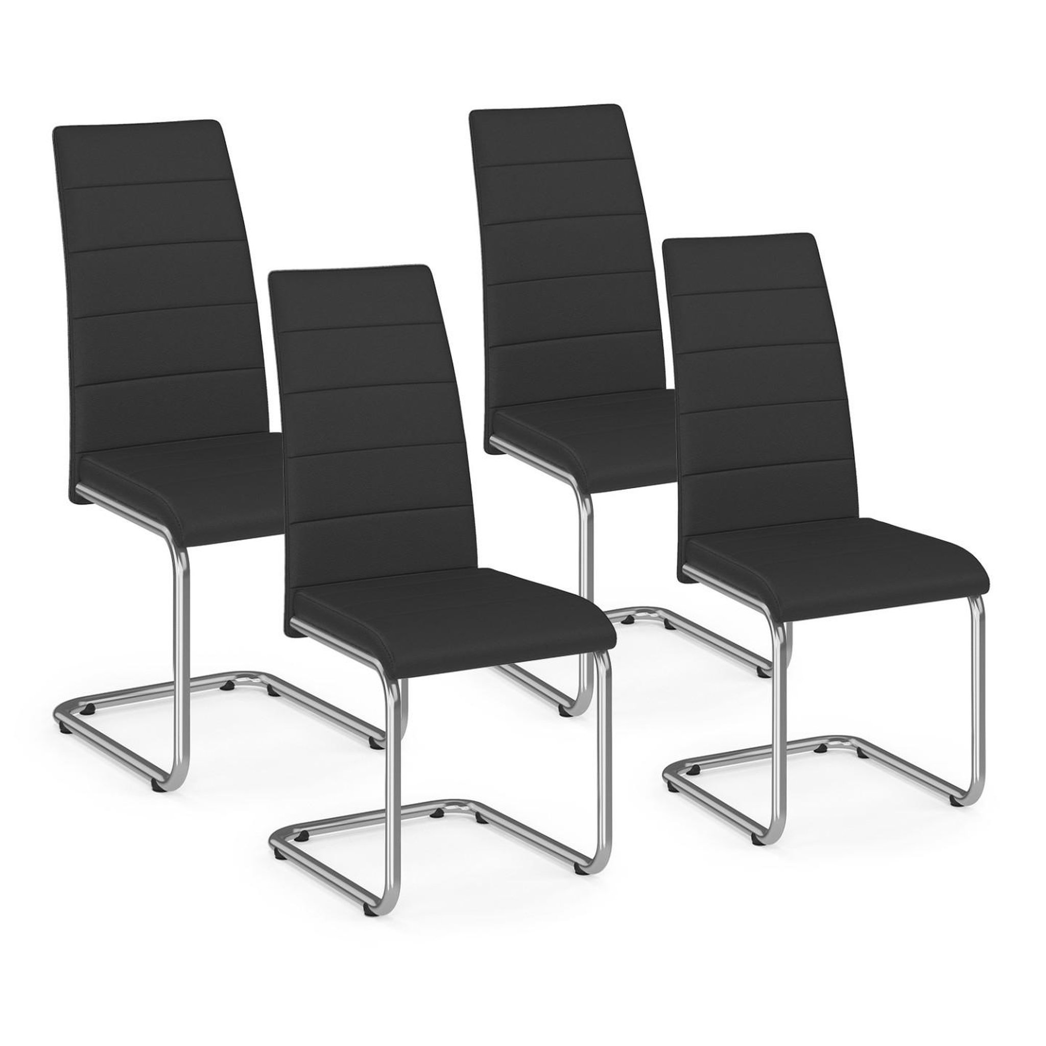ID MARKET Lot de 4 chaises mia noires pour salle à manger