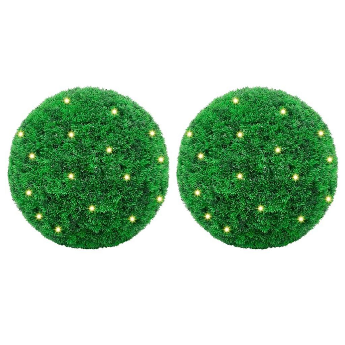 VIDAXL Boules de buis artificielles avec lumieres LED 2 pcs vert 52 cm