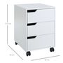 Voir la diapositive 3 : HOMCOM HOMCOM Caisson de bureau rangement sur roulettes 3 tiroirs verrouillables 40 x 50 x 57,5 cm MDF blanc