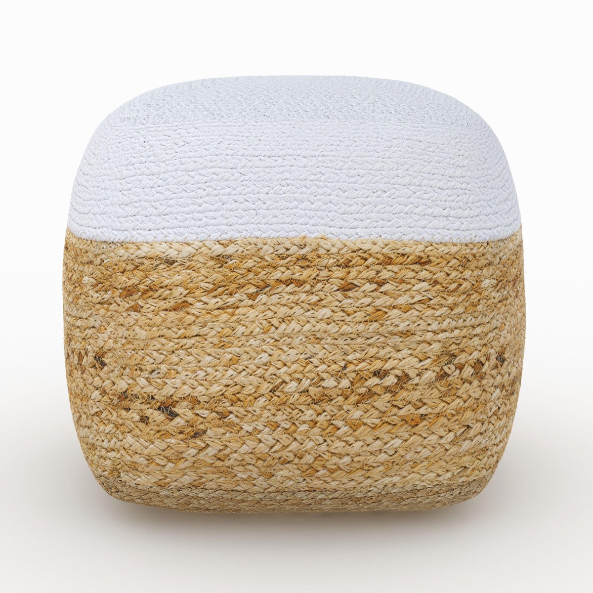 Rendez vous déco Pouf en jute beige et blanc D40 cm-Billy