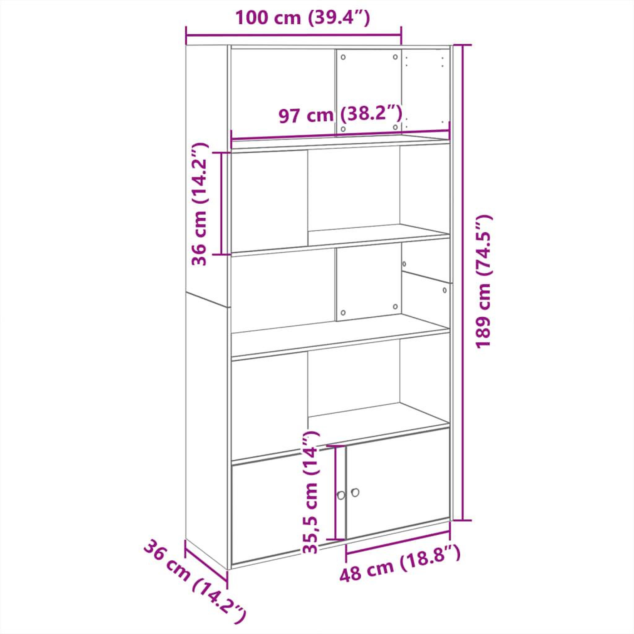 Voir la diapositive 6 : VIDAXL Bibliotheque blanc 100x36x189 cm bois d'ingenierie