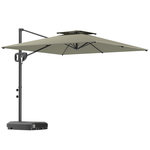 OUTSUNNY Parasol déporté carré double toit polyester gris clair
