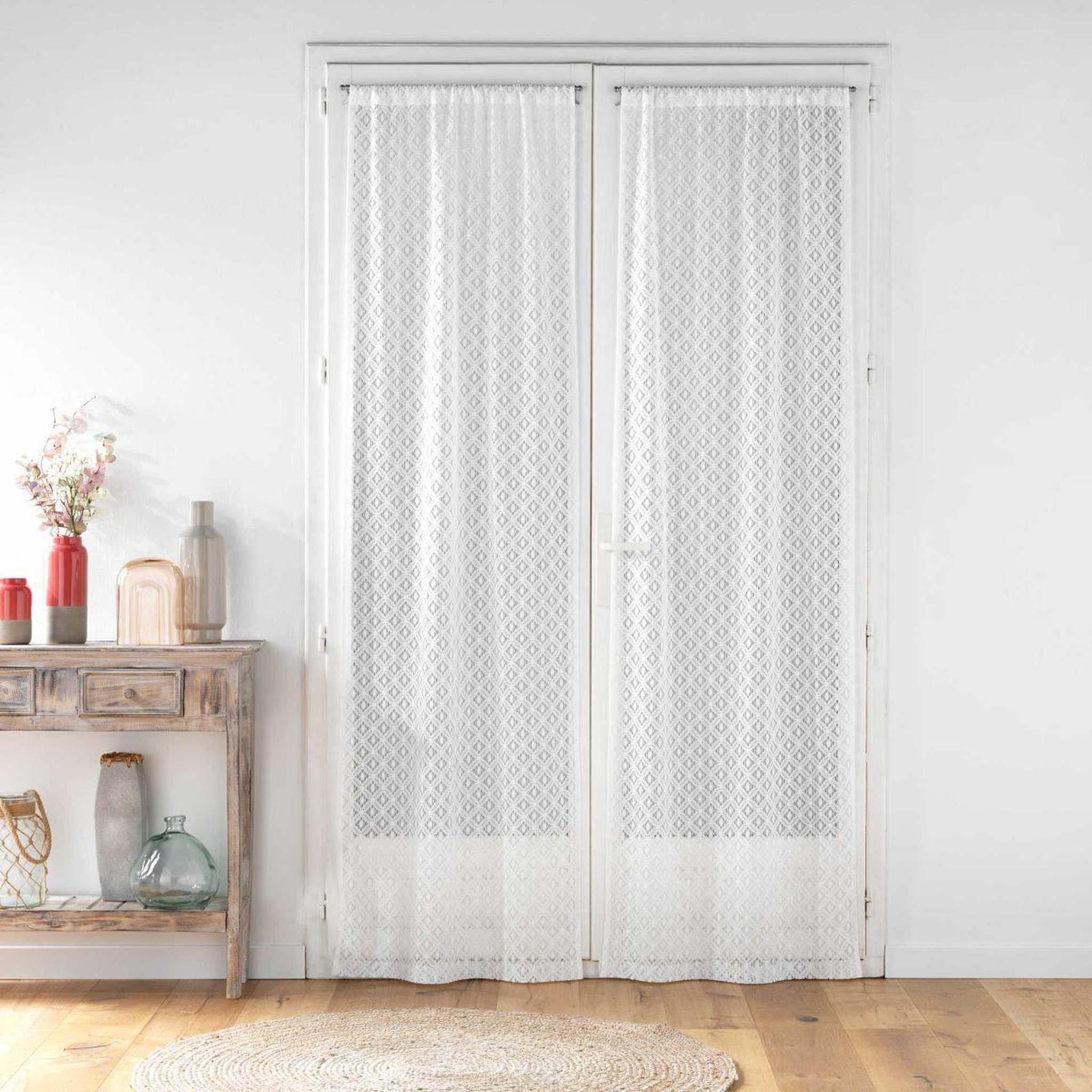 Voir la diapositive 2 : Douceur d'Intérieur Paire de voilages maille  odilia  70x240cm blanc