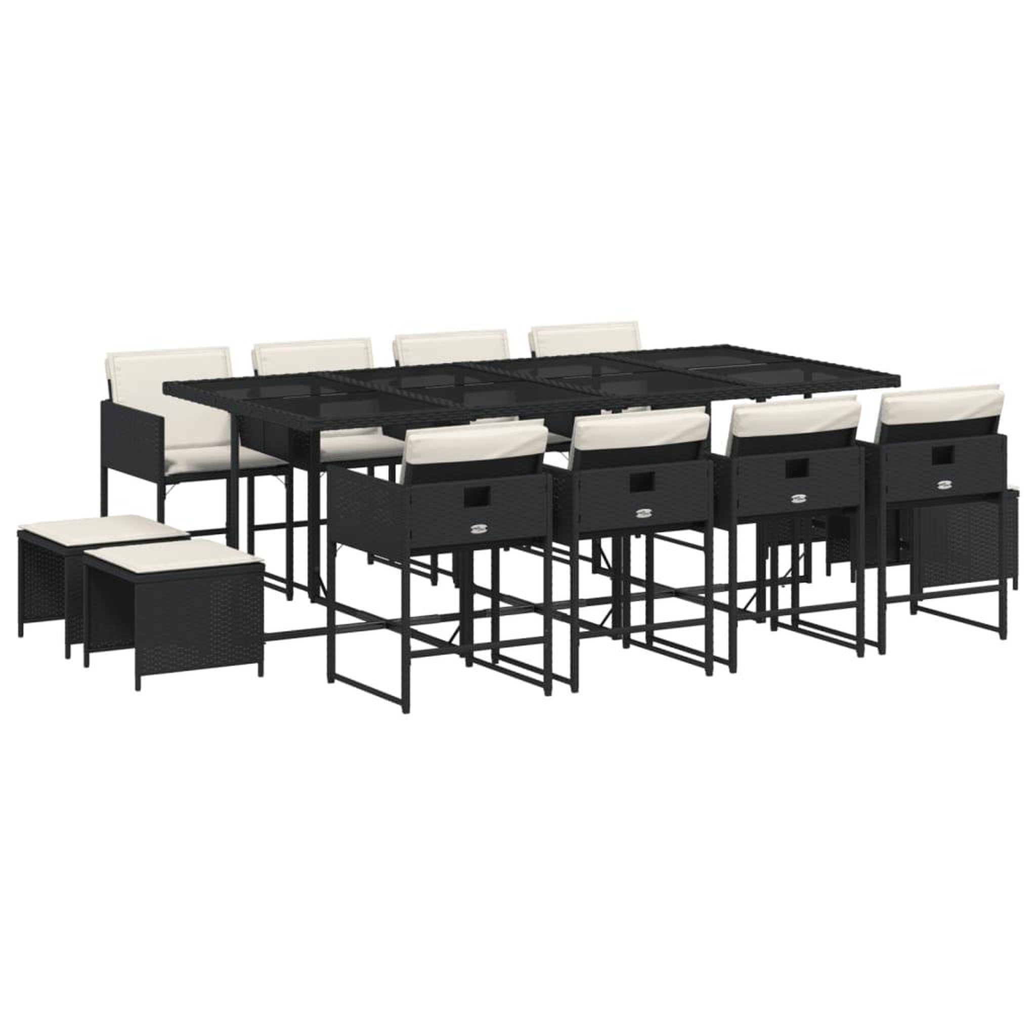 Voir la diapositive 2 : VIDAXL Ensemble a manger de jardin 13 pcs coussins noir resine tressee