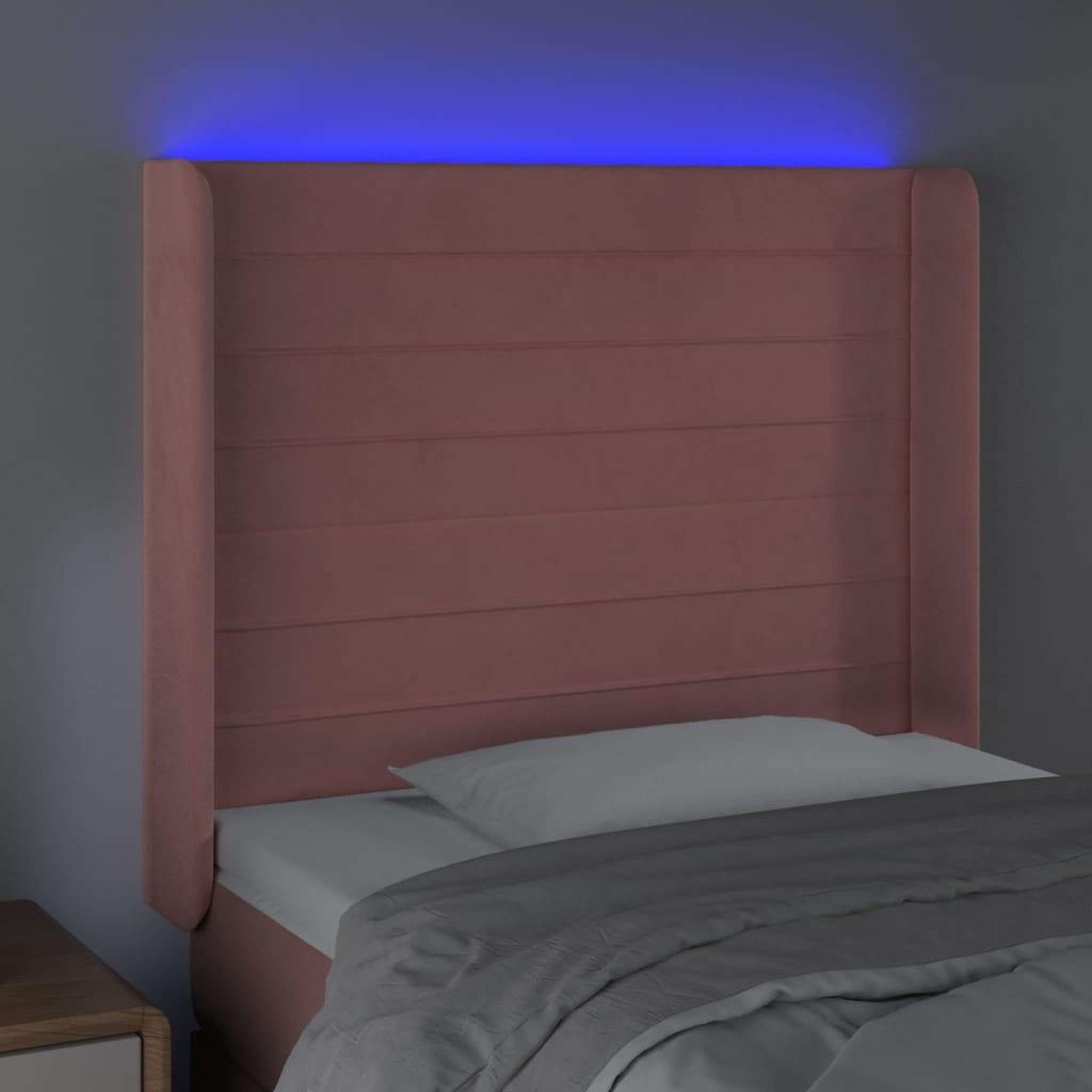 Voir la diapositive 4 : VIDAXL Tete de lit a LED Rose 83x16x118/128 cm Velours