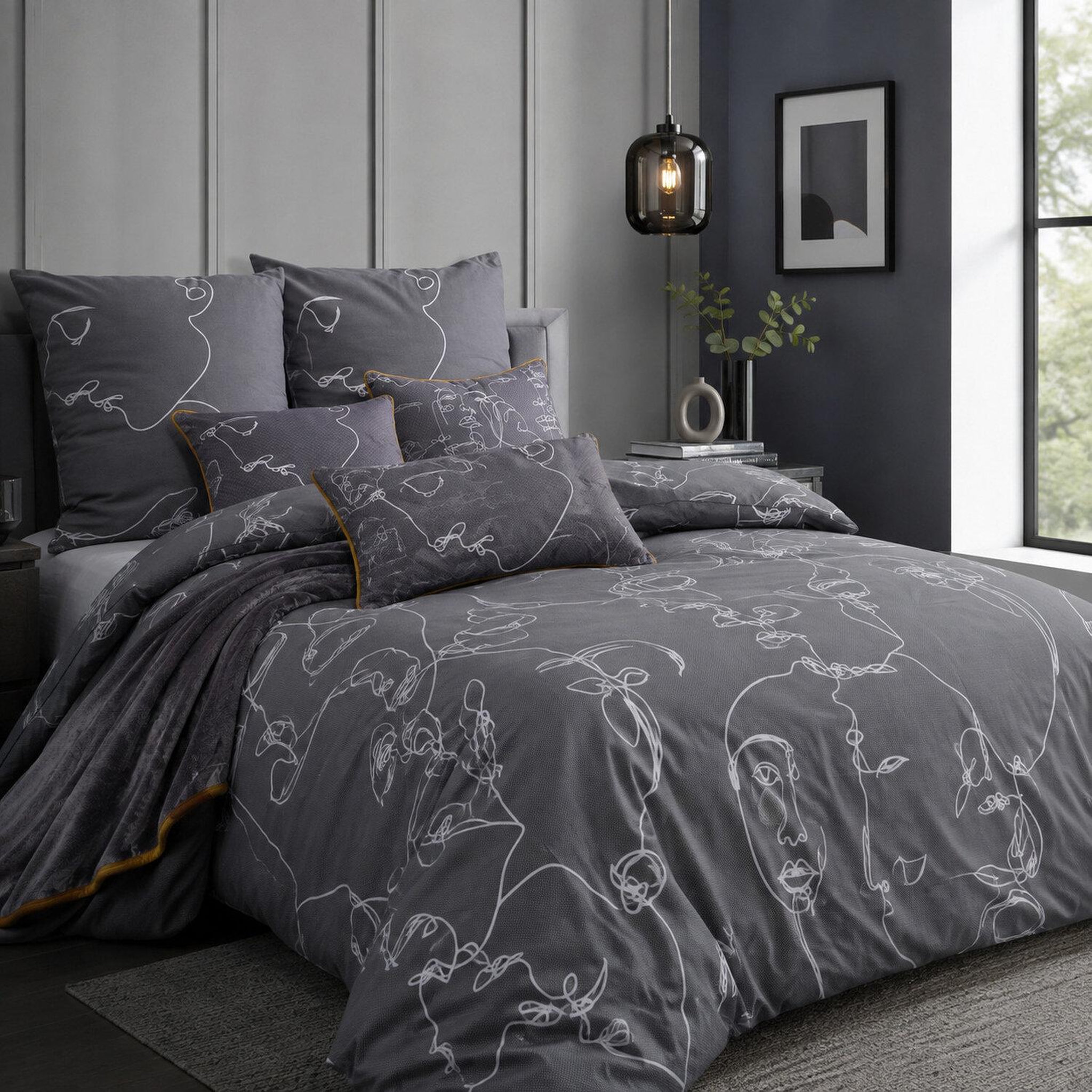 Voir la diapositive 2 : Les Ateliers du Linge Parure housse de couette 100% coton 57fils-nymphea