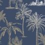 Voir la diapositive 2 : DUTCH WALLCOVERINGS DUTCH WALLCOVERINGS Papier peint Arbres tropicaux Bleu et argente