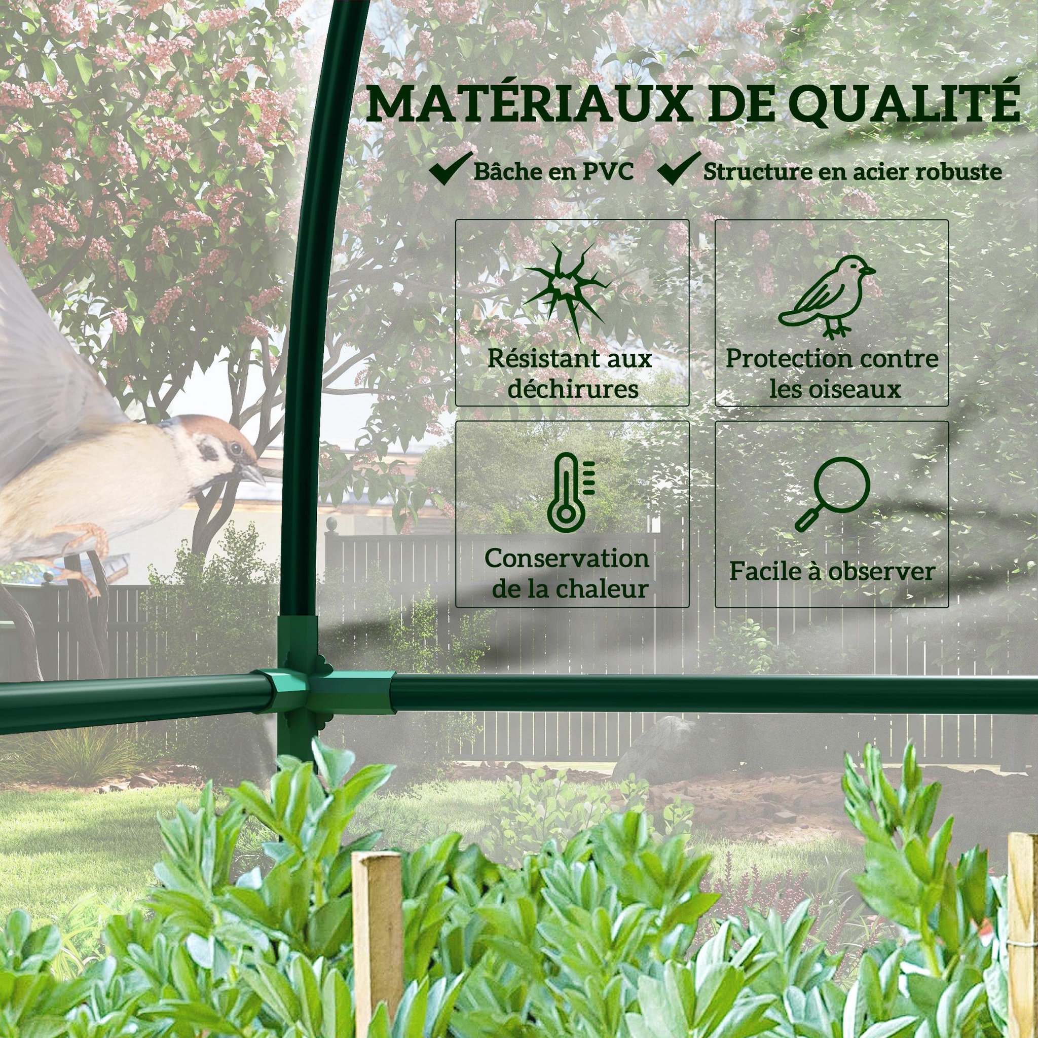 Voir la diapositive 5 : OUTSUNNY Serre de jardin adossée serre adossée dim. 1,43l x 1,18l x 2,12h m 2 portes zippées enroulables acier pvc transparent