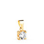 Voir la diapositive 1 : L'ATELIER D'AZUR Pendentif Or 18 Carats 750 Jaune - Solitaire Zirconium 5 mm - Chaine Offerte