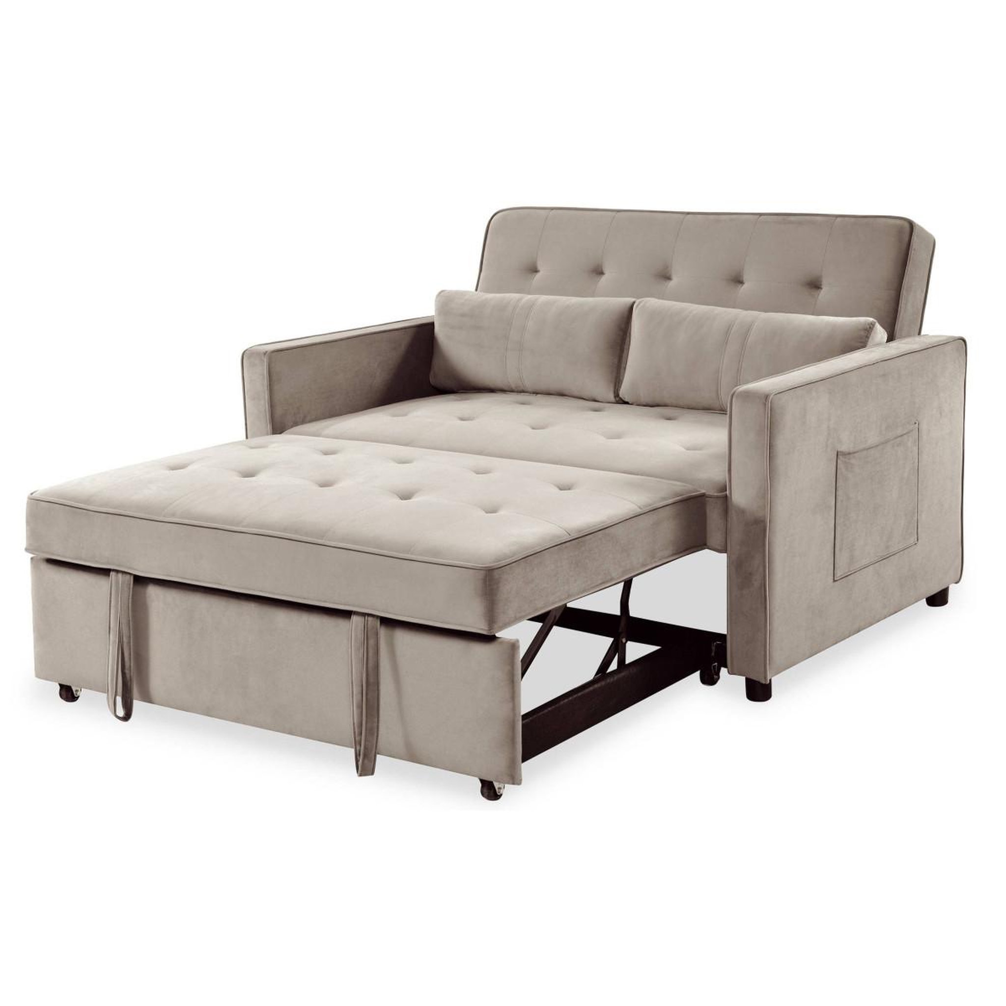 Voir la diapositive 6 : Paris Prix Canapé Convertible 2 Places Velours  Léa  133cm Beige