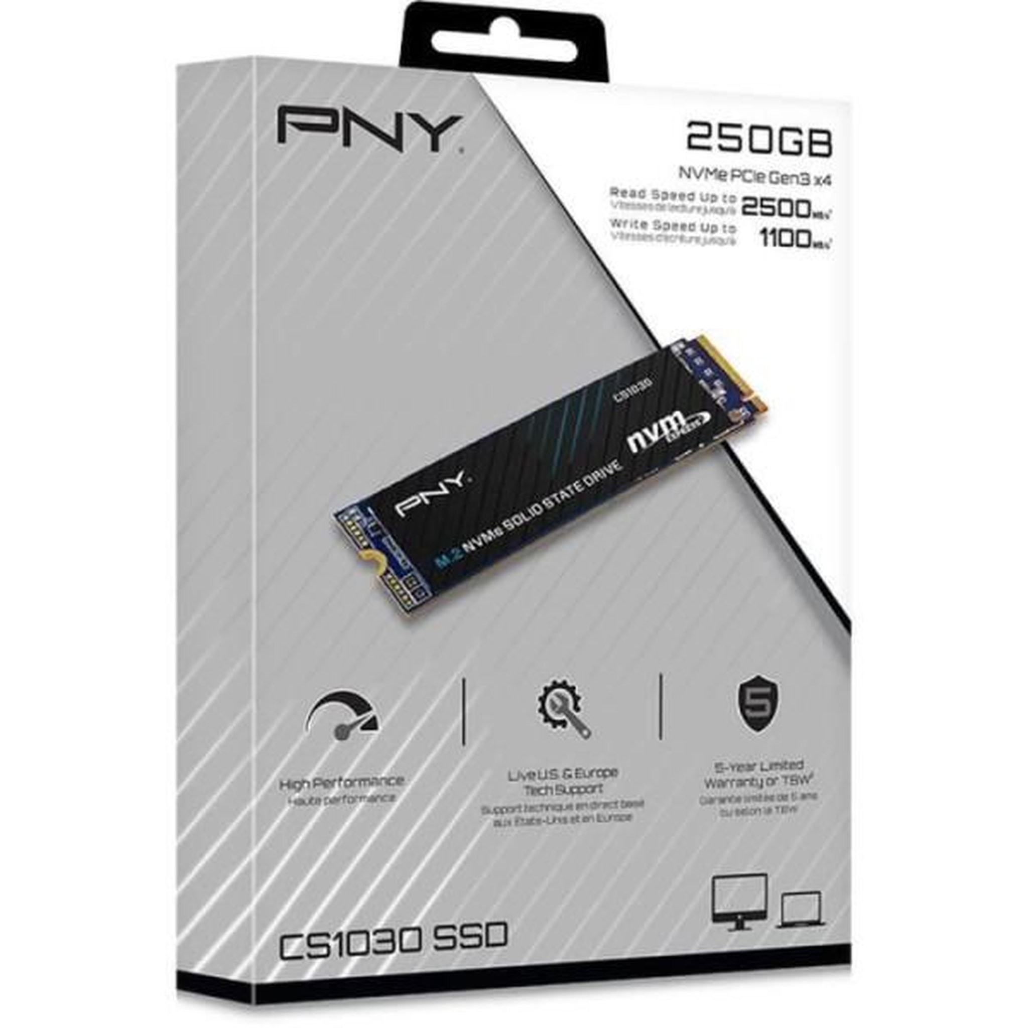 Voir la diapositive 3 : PNY Disque SSD Interne - PNY - CS1030 M.2 GEN3 - 250 Go - NVMe (M280CS1030-250-RB)