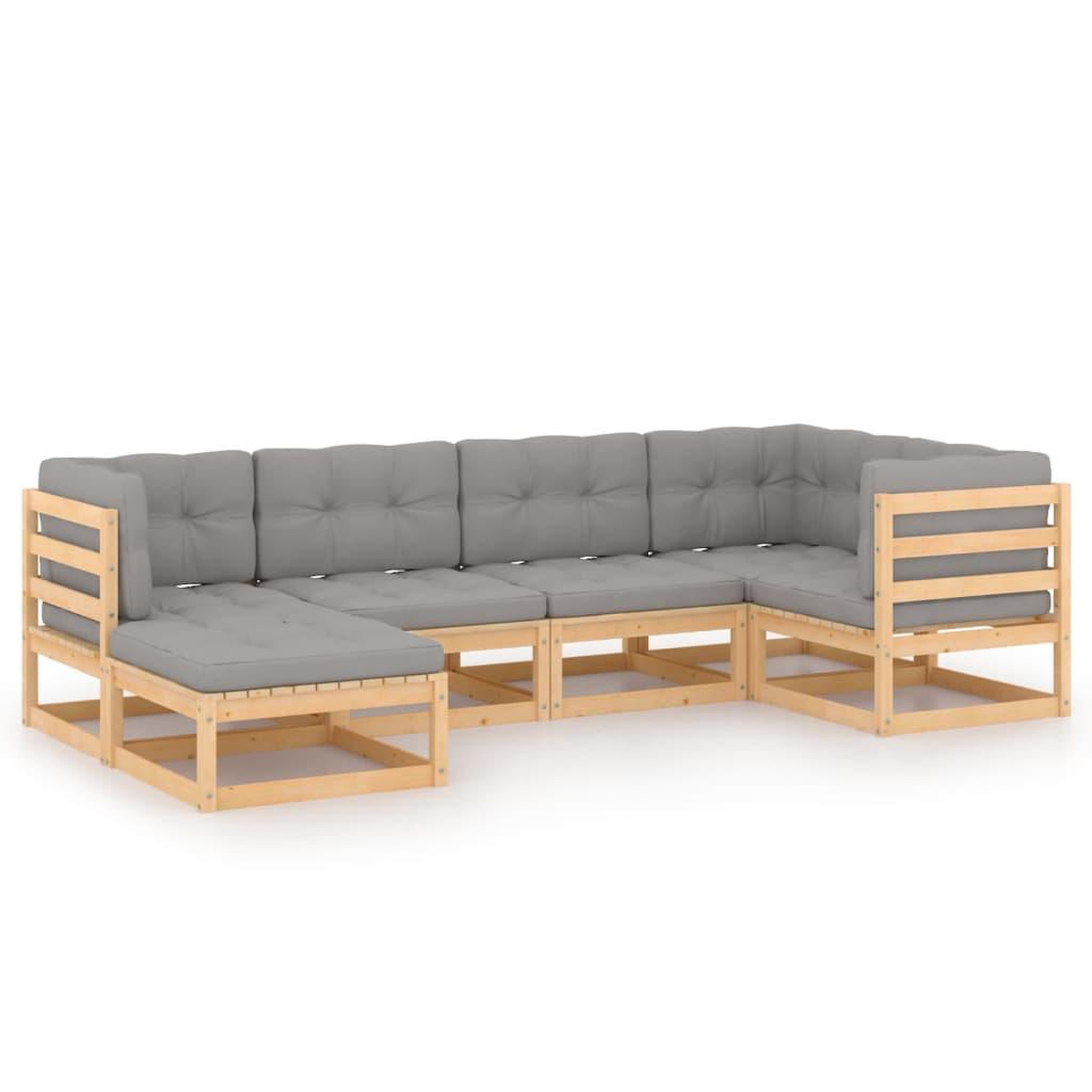 Voir la diapositive 2 : VIDAXL Salon de jardin 6 pcs avec coussins Bois de pin massif