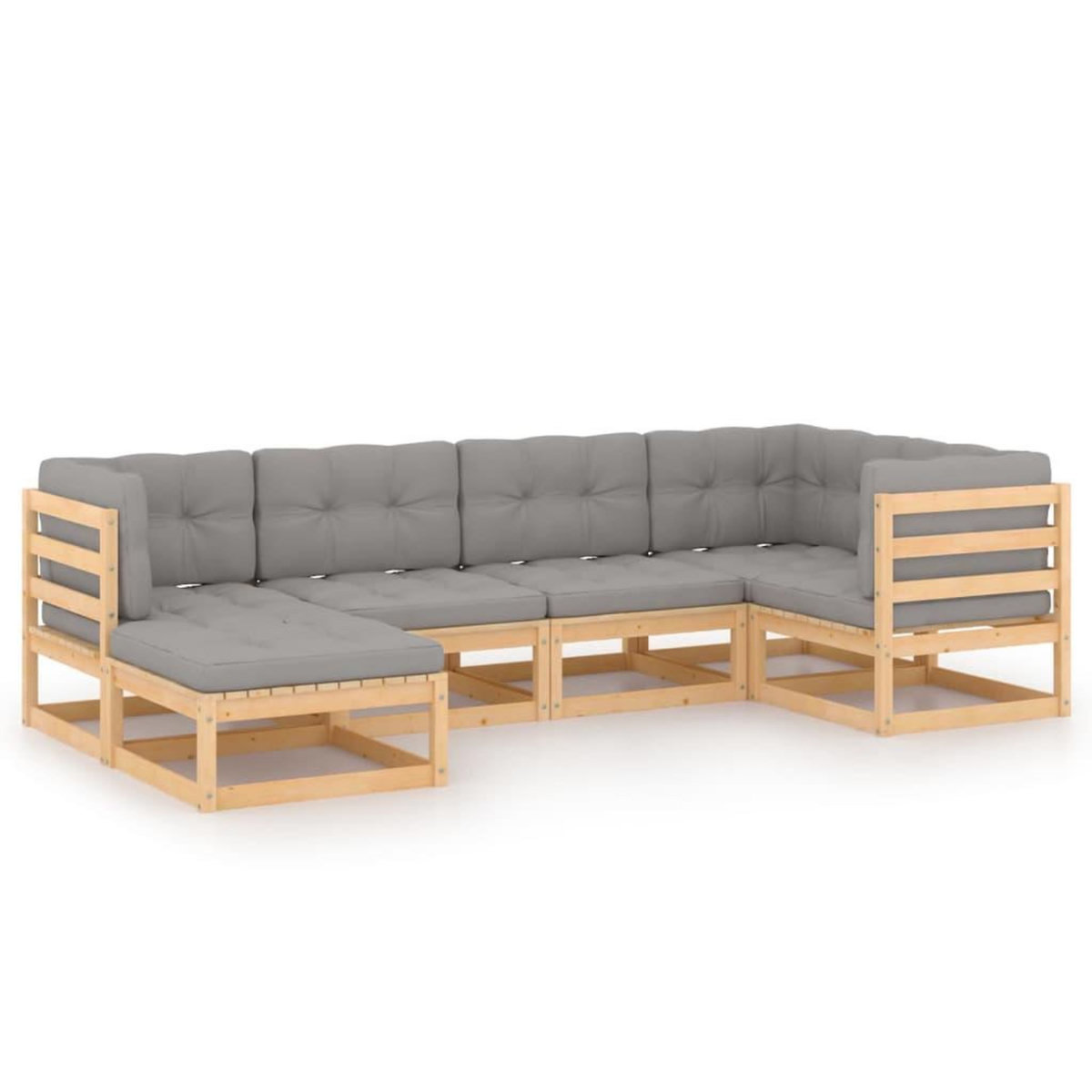 VIDAXL Salon de jardin 6 pcs avec coussins Bois de pin massif