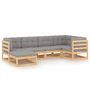 Voir la diapositive 2 : VIDAXL Salon de jardin 6 pcs avec coussins Bois de pin massif
