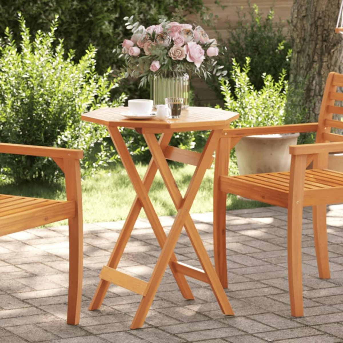 VIDAXL Table pliable de jardin Ø60x75 cm bois d'acacia massif