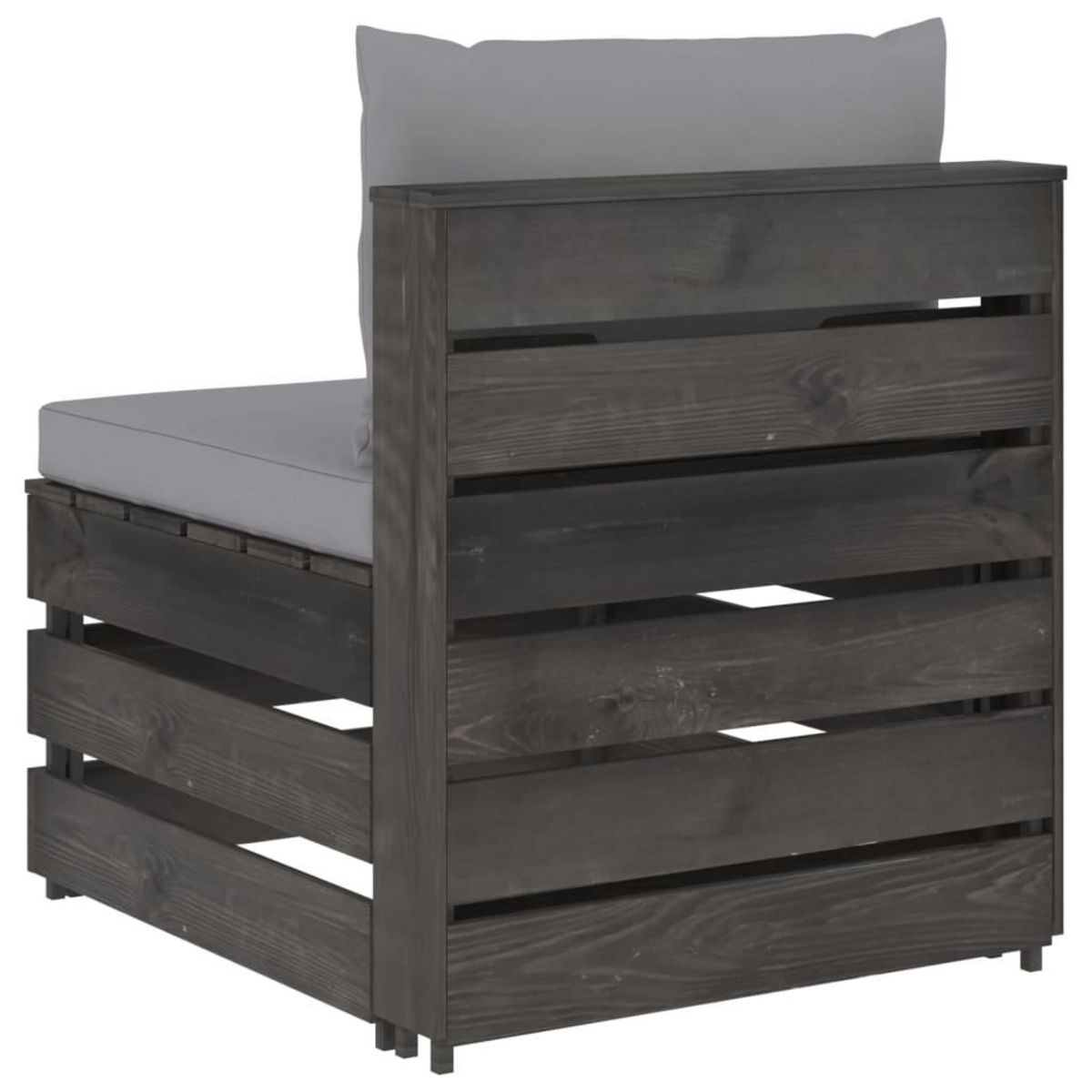VIDAXL Canape central sectionnel avec coussins Bois impregne de gris