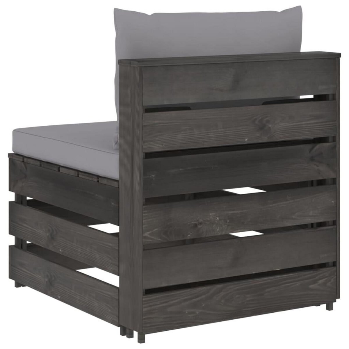 VIDAXL Canape central sectionnel avec coussins Bois impregne de gris