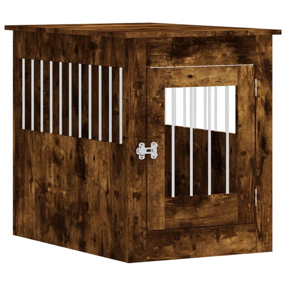 VIDAXL Meuble de cage pour chiens chene fume 55x80x68 cm