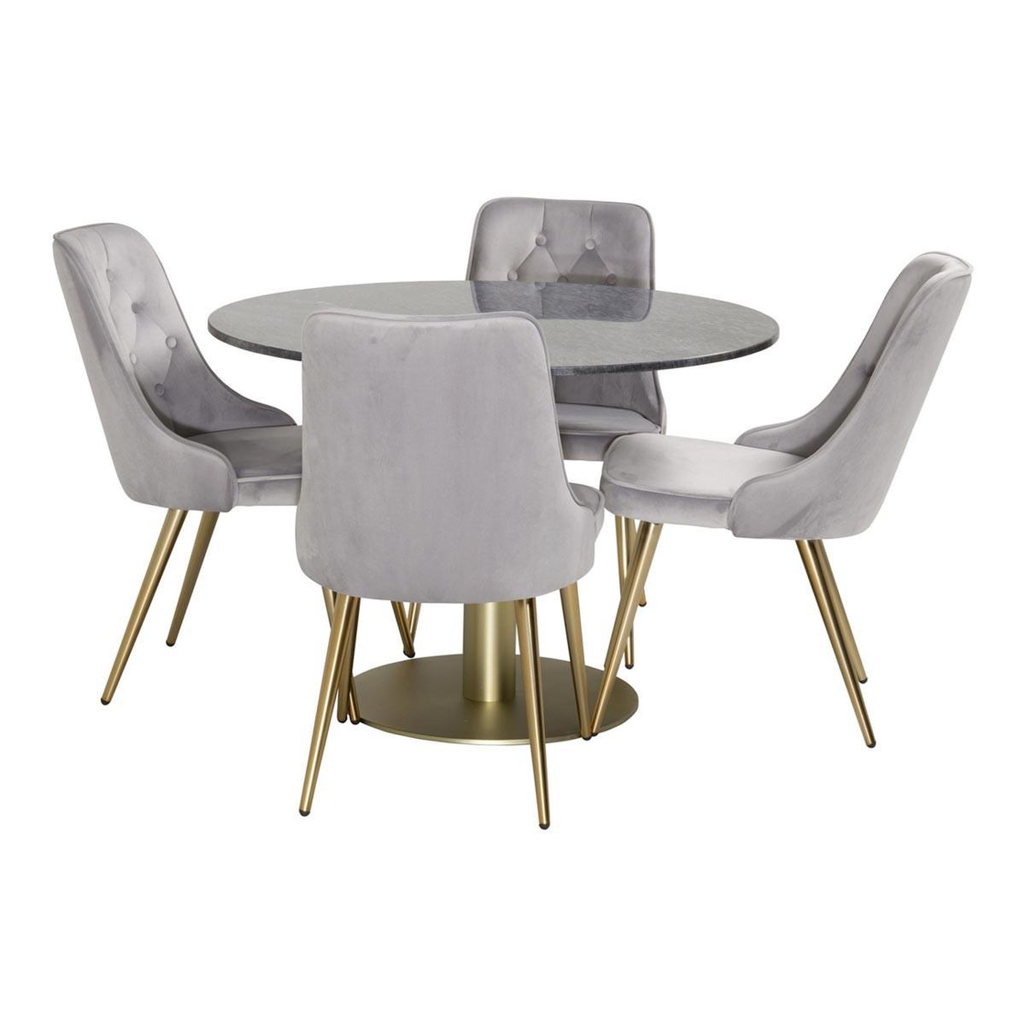 Paris Prix Ensemble Table à Manger & 4 Chaises  Estelle II & Deluxe II  106cm Gris Foncé & Gris