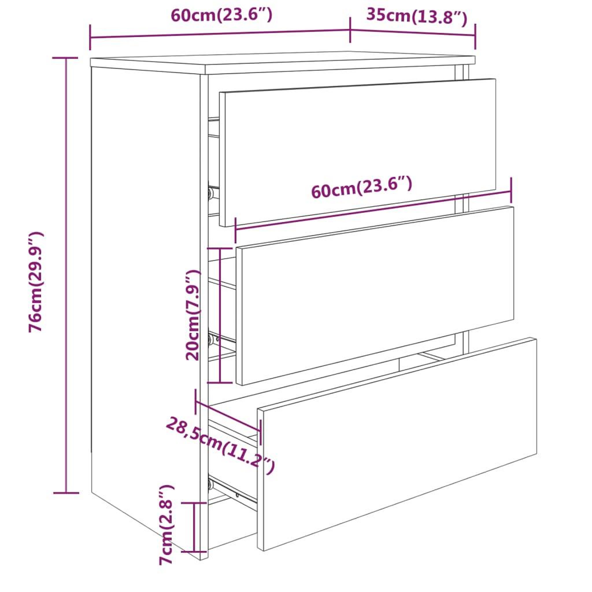 Voir la diapositive 6 : VIDAXL Buffet Blanc brillant 60x35x76 cm Bois d'ingenierie