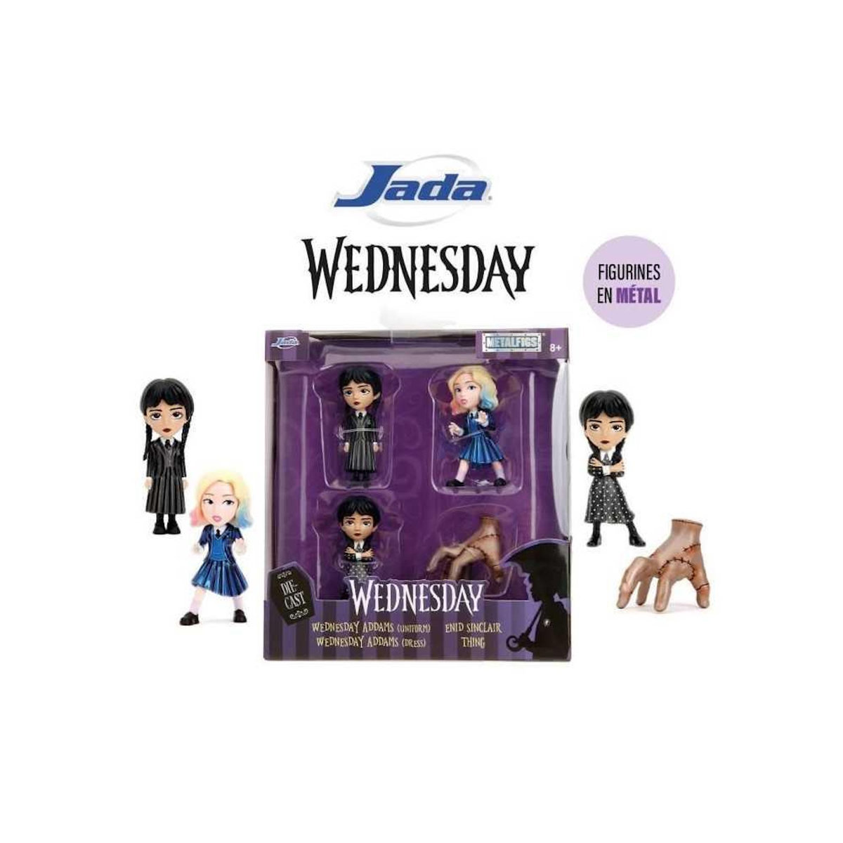 SMOBY Jada -4 Figurines en métal - Série Netflix Mecredi - 6,5cm - A partir de 8 ans