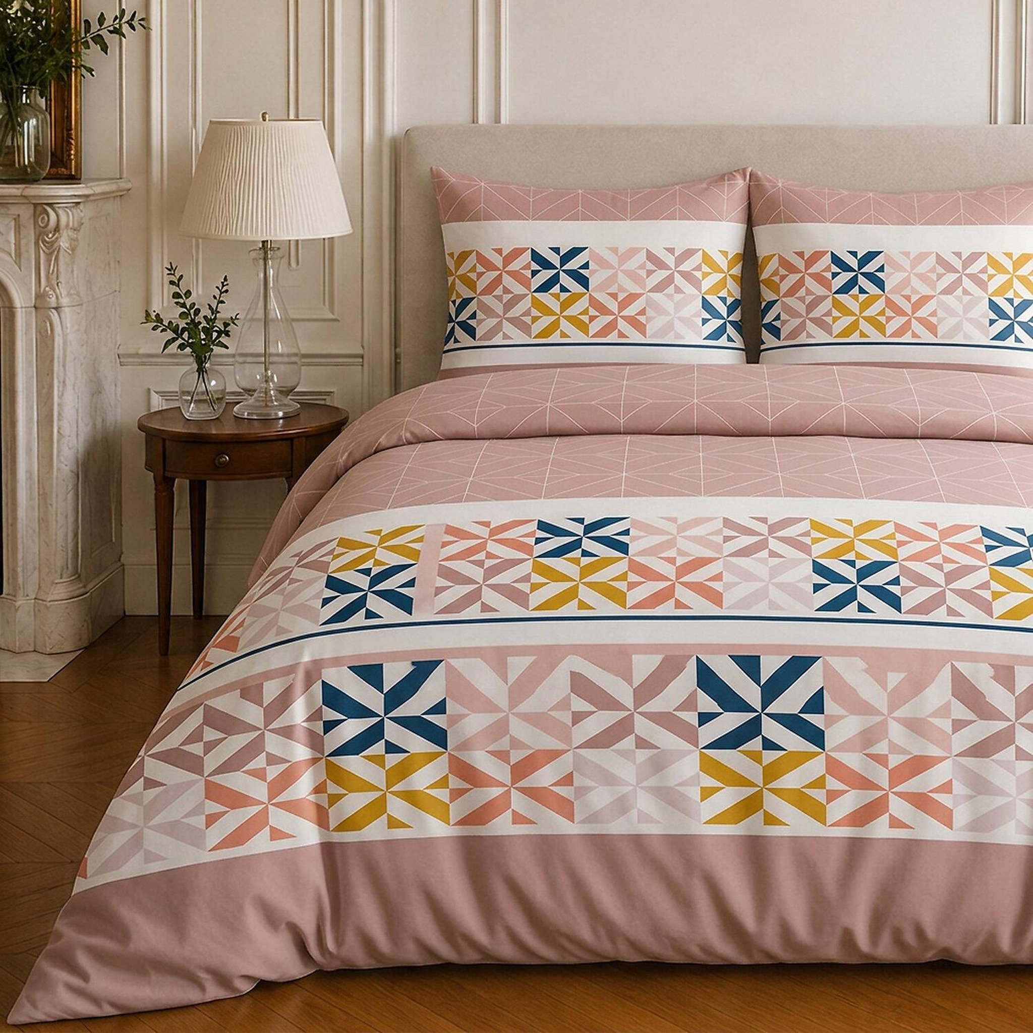 Voir la diapositive 3 : Home collection Parure housse de couette imprimée 100% coton 57 fils - blueberry