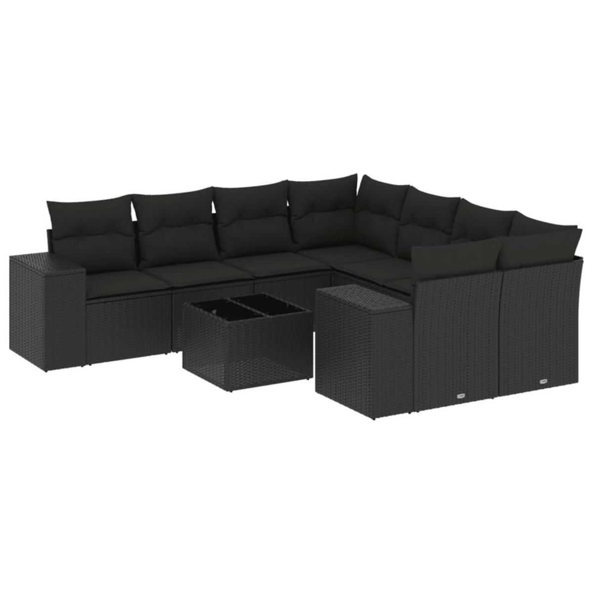VIDAXL Salon de jardin 9 pcs avec coussins noir resine tressee