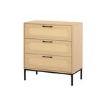BEST MOBILIER Nagato - commode - cannage et effet bois - 70 cm. Coloris disponibles : Marron