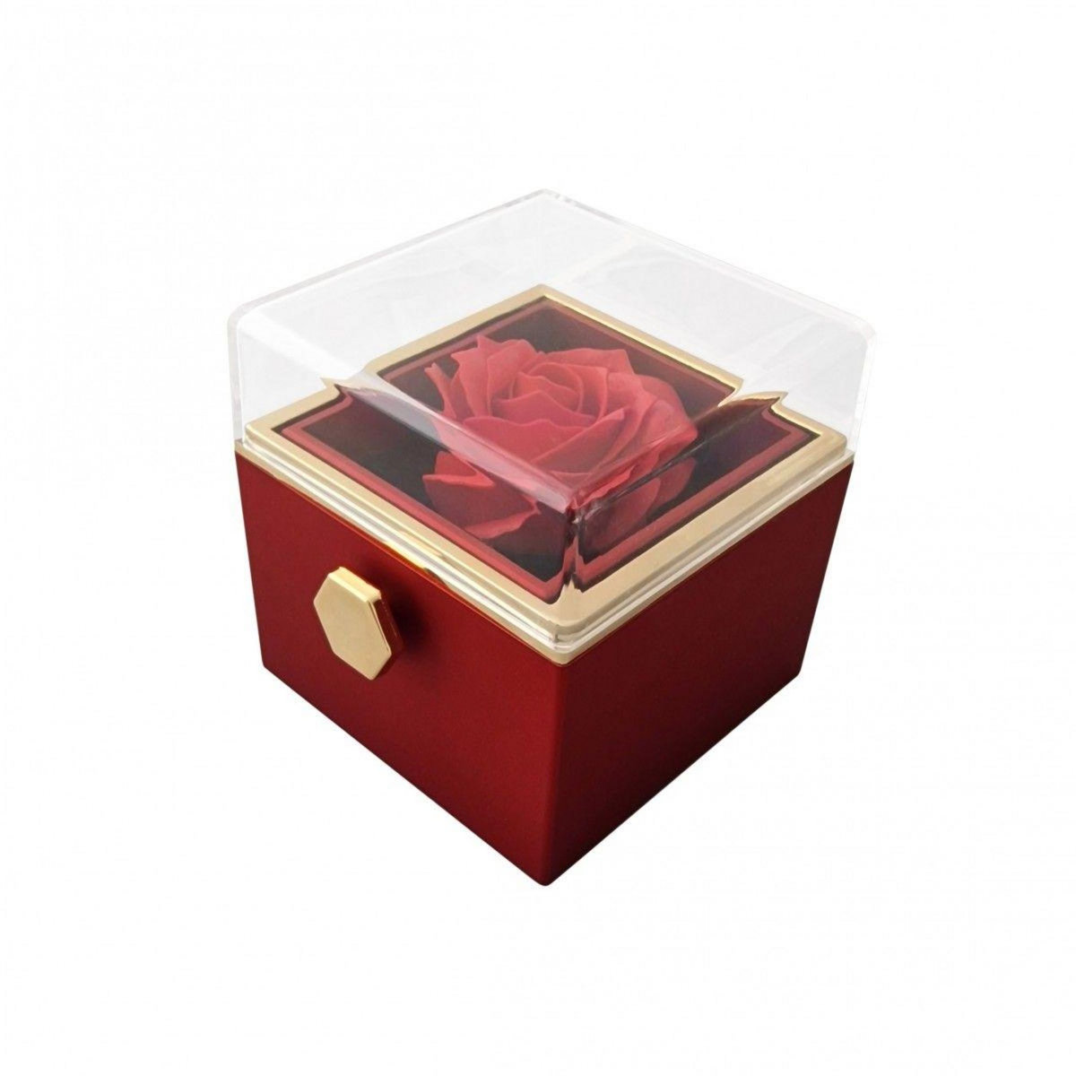 SC CRYSTAL Boite à bijoux surprise décorée d'une rose en tissu