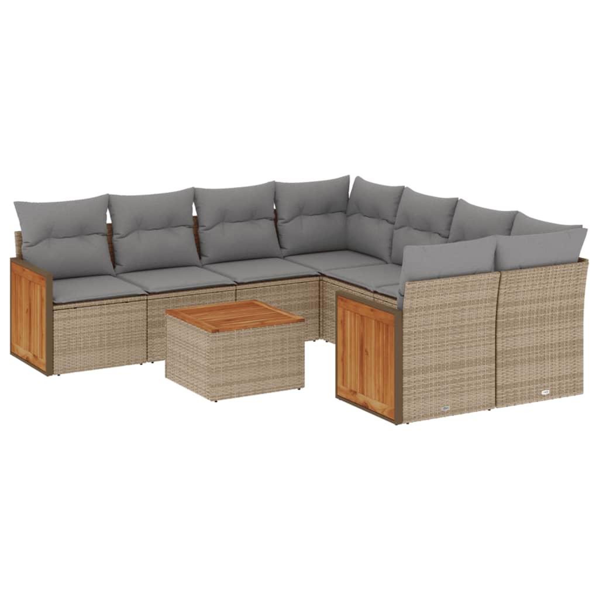 Voir la diapositive 2 : VIDAXL Salon de jardin avec coussins 9 pcs beige resine tressee