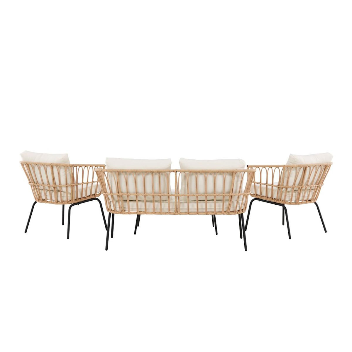 Paris Prix Salon de Jardin 4 Places en Rotin  Ortigia  142cm Naturel