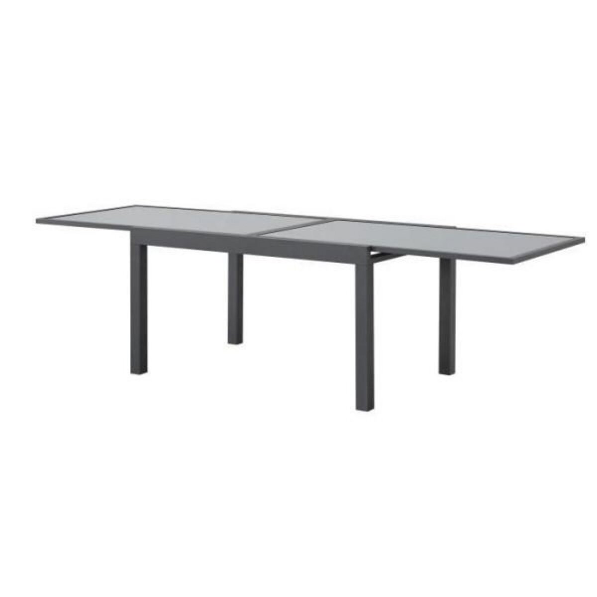 MARKET24 Table de jardin extensible rectangulaire 6 a 10 personnes - Structure aluminium - Plateau verre trempé - L 135-270 x H 75 x P 9