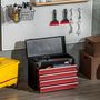 Voir la diapositive 2 : HOMCOM Boite à outils métallique coffret à outils caisse à outils 4 tiroirs + plateau tôle acier rouge noir